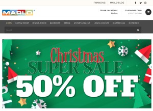 How marlofurniture.com looks like on a tablet such as an iPad.