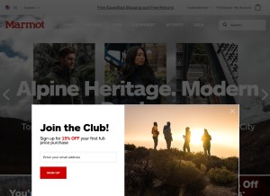 How marmot.com looks like on a tablet such as an iPad.