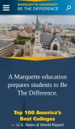 How marquette.edu looks like on a mobile device such as an iPhone.