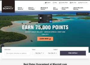 How marriott.com looks like on a tablet such as an iPad.