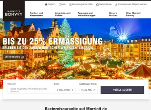 How marriott.de looks like on a tablet such as an iPad.