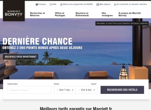 How marriott.fr looks like on a tablet such as an iPad.
