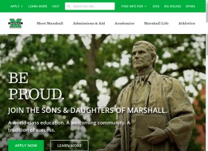 How marshall.edu looks like on a tablet such as an iPad.