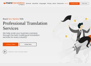 How marstranslation.com looks like on a tablet such as an iPad.