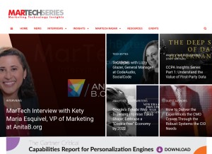 How martechseries.com looks like on a tablet such as an iPad.