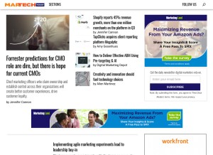 How martechtoday.com looks like on a tablet such as an iPad.