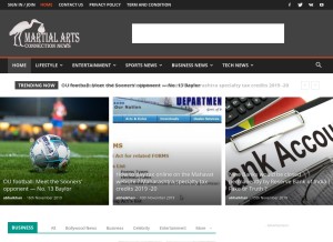 How martialartsconnections.com looks like on a tablet such as an iPad.