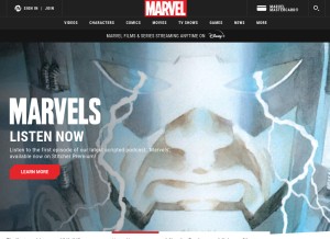 How marvel.com looks like on a tablet such as an iPad.