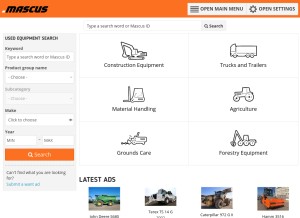 How mascus.com looks like on a tablet such as an iPad.
