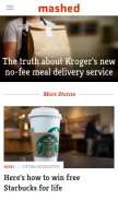 How mashed.com looks like on a mobile device such as an iPhone.