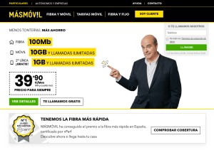 How masmovil.es looks like on a tablet such as an iPad.