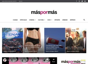 How maspormas.com looks like on a tablet such as an iPad.