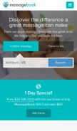 How massagebook.com looks like on a mobile device such as an iPhone.