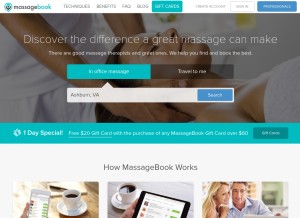 How massagebook.com looks like on a tablet such as an iPad.