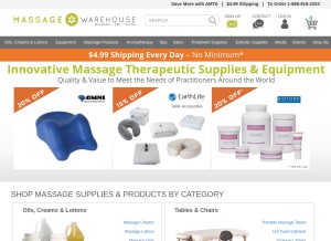How massagewarehouse.com looks like on a tablet such as an iPad.