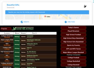 How masseyratings.com looks like on a tablet such as an iPad.