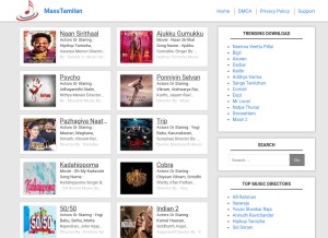 How masstamilan.me looks like on a tablet such as an iPad.