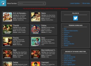 How masstamilan.org looks like on a tablet such as an iPad.
