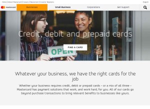 How mastercardbusiness.com looks like on a tablet such as an iPad.