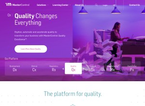 How mastercontrol.com looks like on a tablet such as an iPad.