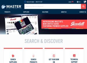 How masterelectronics.com looks like on a tablet such as an iPad.