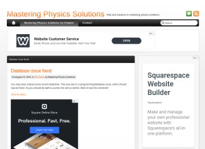 How masteringphysicssolutions.net looks like on a tablet such as an iPad.