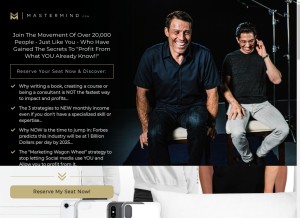 How mastermind.com looks like on a tablet such as an iPad.