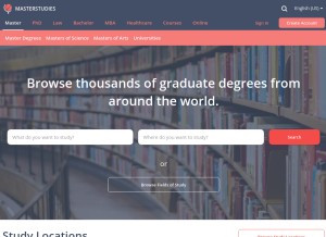 How masterstudies.com looks like on a tablet such as an iPad.