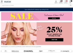 How matas.dk looks like on a tablet such as an iPad.