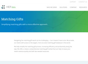 How matchinggifts.com looks like on a tablet such as an iPad.