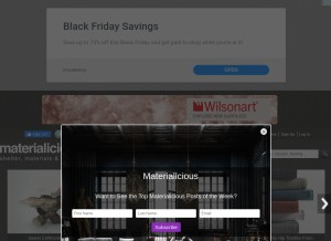 How materialicious.com looks like on a tablet such as an iPad.