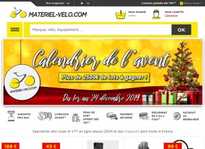 How materiel-velo.com looks like on a tablet such as an iPad.