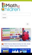 How math4children.com looks like on a mobile device such as an iPhone.