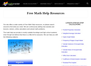 How mathcracker.com looks like on a tablet such as an iPad.