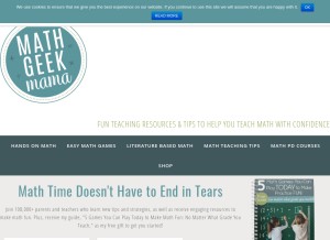 How mathgeekmama.com looks like on a tablet such as an iPad.