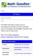 How mathgoodies.com looks like on a mobile device such as an iPhone.