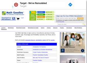 How mathgoodies.com looks like on a tablet such as an iPad.