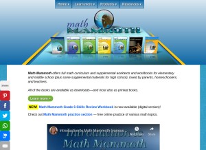How mathmammoth.com looks like on a tablet such as an iPad.