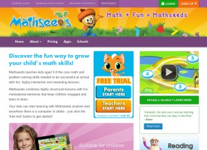 How mathseeds.com looks like on a tablet such as an iPad.