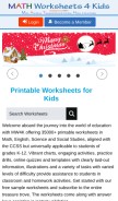 How mathworksheets4kids.com looks like on a mobile device such as an iPhone.