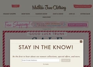 How matildajaneclothing.com looks like on a tablet such as an iPad.
