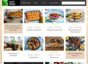 How matprat.no looks like on a tablet such as an iPad.