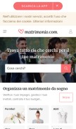 How matrimonio.com looks like on a mobile device such as an iPhone.