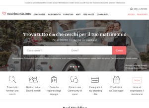 How matrimonio.com looks like on a tablet such as an iPad.