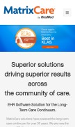 How matrixcare.com looks like on a mobile device such as an iPhone.