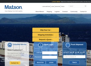 How matson.com looks like on a tablet such as an iPad.