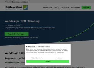 How matthiasklenk.de looks like on a tablet such as an iPad.