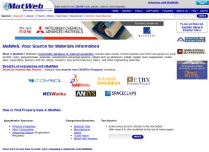 How matweb.com looks like on a tablet such as an iPad.