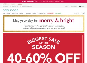 How maurices.com looks like on a tablet such as an iPad.