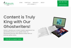 How mavenghostwriters.com looks like on a tablet such as an iPad.